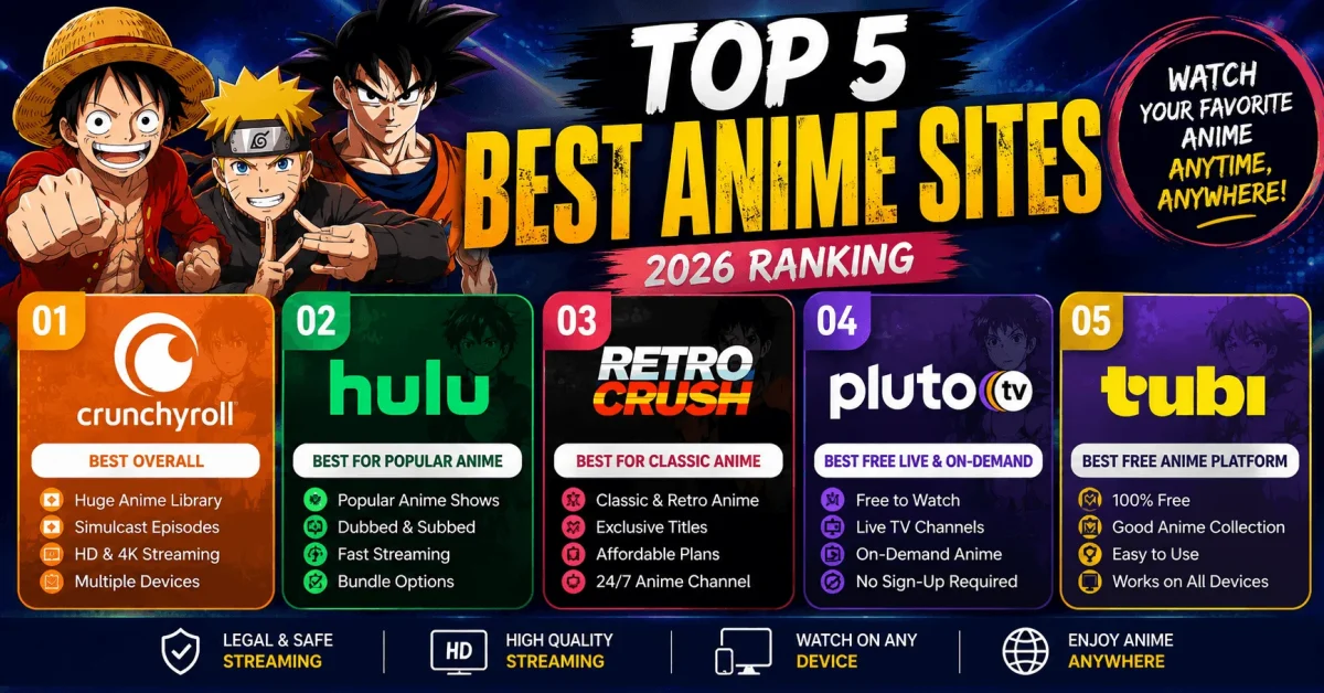 Top 5 Best Sites to Watch Anime Online [2026 Ranking]